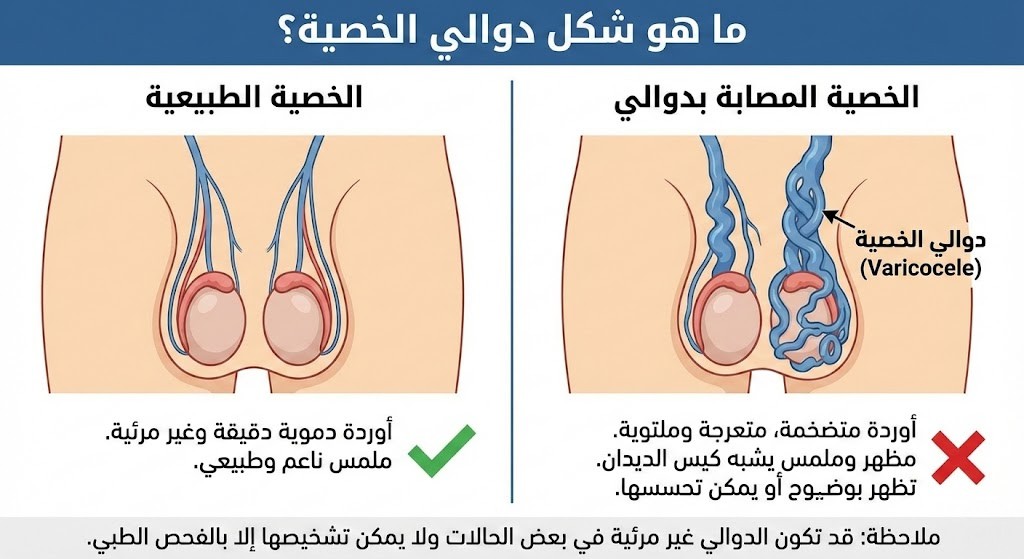 ما هو شكل دوالي الخصية؟
